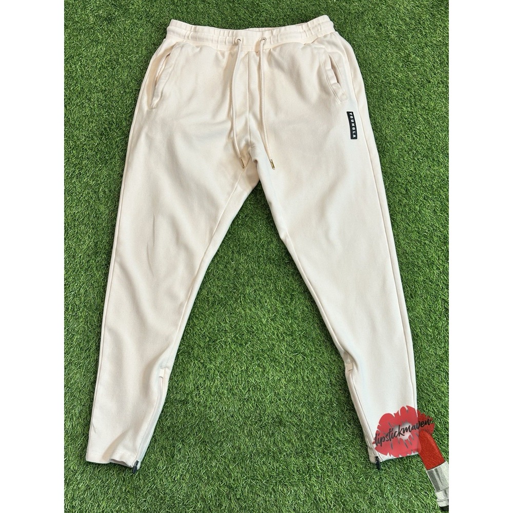 YoungLA Joggers Womens Large Pink Tapered Cotton Stretch Pants Fleece Jogger‎